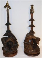 PAIR MONUMENTAL BLACK FOREST LAMPS