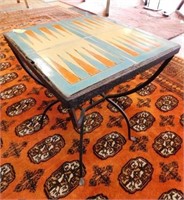 RARE CATALINA TILE & IRON BACKGAMMON TABLE