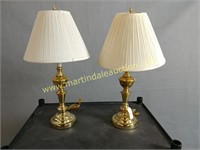 2) Brass Table Lamps - Approx 27 Inches