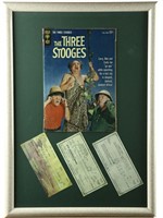 "Three Stooges" Framed Comic Book w/Autographs