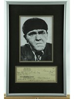 "Three Stooges" Moe Howard Photo With Check