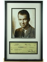 Jimmy Stewart Framed Signed Photo and Check