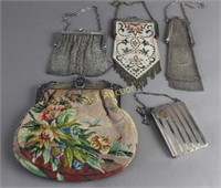 Group of Five Antique Hand Bags