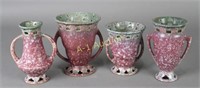 Group of 4 Roseville Pottery Red Ferella