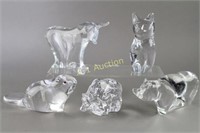 Group of Five Crystal Animals