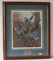 BLUE JAYS AND OWL BY OWEN J GROMME SIGNED 343/500