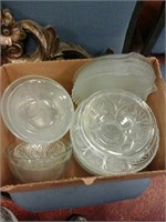 Box lot of glass plates and bowls