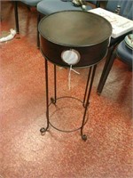 Brown metal round end table
