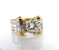 18K Yellow Gold Diamond Ring, 3.5CT+