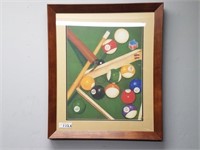 PICTURE OF POOL BALLS- FRAMED WITH GLASS