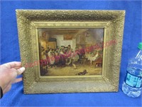 small antique festive colonial painting in frame