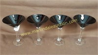 4 Black & Clear Martini Glasses