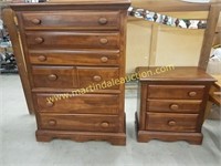 Matching Wooden Chest Of Drawers & Nightstand