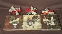Rooster Wooden Plaques - Rooster Decor