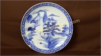 Vintage Asian Decorative Platter - White & Blue