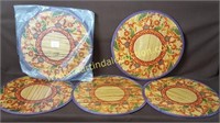 2 Sets Of 4 Placemats - Painted Bamboo Style