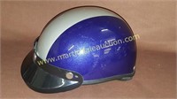 DOT Motorcycle Riding Helmet- Blue & Silver