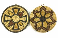 (2) Hopi Handwoven Flat Basket Plaque