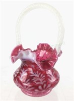 Fenton Pink Art Glass Basket