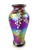 Fenton Hand Painted Iridescent Glass Vase