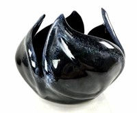 Van Briggle Pottery Black Lava Glaze Lotus Bowl