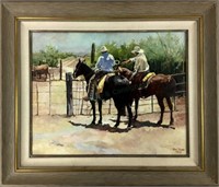 Tom Dorr (b.1950) Oil On Canvas Cowboys