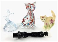 (4) Fenton Art Glass Cat Figurines, Nude Female