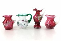 (4) Fenton Art Glass Pitcher Vases