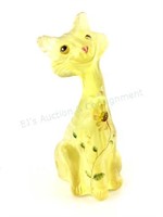 Fenton Hand Painted Yellow Art Glass Cat Figure