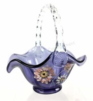 Fenton Hand Painted Purple Art Glass Basket