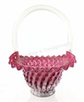 Fenton Pink Opalescent Hobnail Basket
