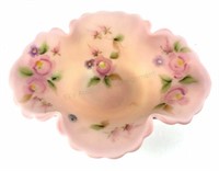 Fenton Hand Painted Pink Satin Glass Bowl