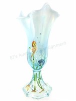 Fenton Hand Painted Ocean Motif Art Glass Vase