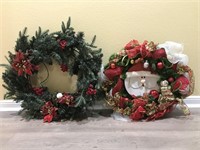 Lot of 2 Christmas Wreaths & Pine Stems