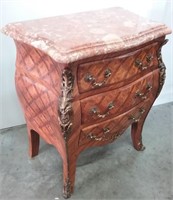 Antique End Table/Side Table with Polished Stone