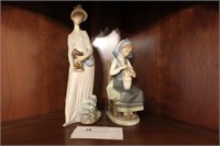 Lot, two Lladro porcelain figurines, 12" and 8.5"