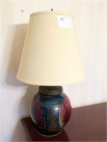Pottery table lamp, 31" H.