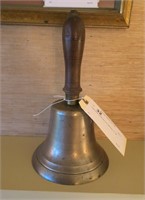 Large brass school bell, 6.5" diameter, 11" tall