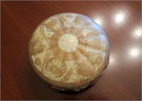 Nippon porcelain footed dresser jar with cover