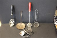 Group of 5 Primitive Egg Beaters Strainers