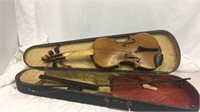 EARLY VIOLIN WITH CASE, BOW, MUSIC