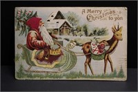 1908 Canceled Santa Clause Postcard With Reindeer