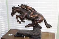 Large 25" Long Bronze Remington Statue Indian