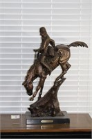 Large 28" Bronze Remington Sculpture on Marble