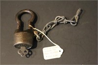 Excellent Early Iron Padlock with original key