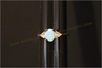 Sterling Silver Ring With Opal and CZ Size 7 3/4