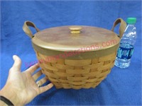 10 inch round basket w/longaberger lid - brown