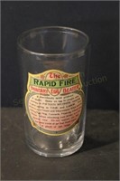 Rapid Fire Egg Beater Glass Jar Good Label 5.5"