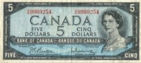 1954 CANADIAN $5 NOTE