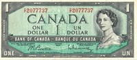 1954 CANADIAN $1  NOTE
